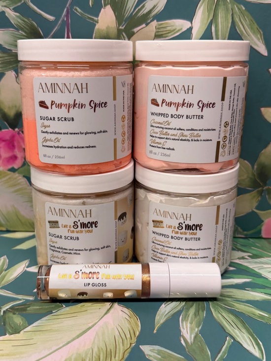 Aminnah Other - Aminnah Pumpkin Spice Smores Bundle 5pc Butter Scrub Lip Gloss